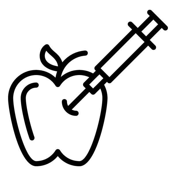 注射器注入苹果。转基因和实验室研究概念，生物工程食品矢量图标概念设计图片下载