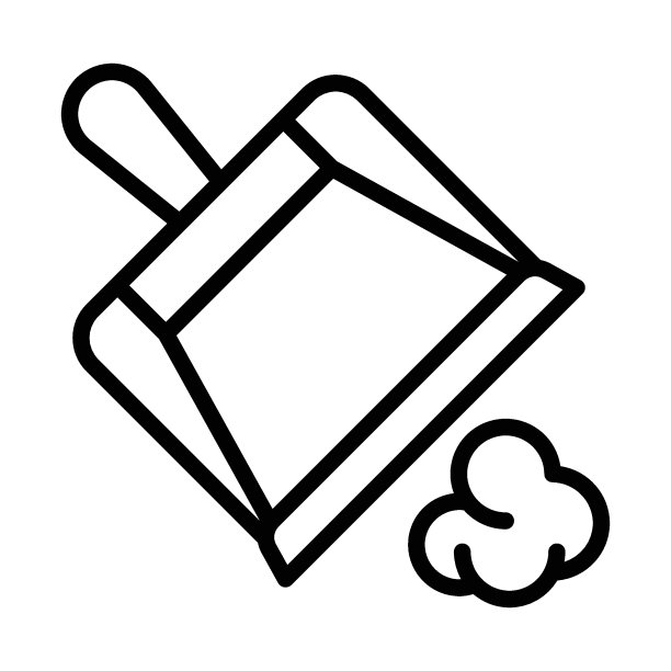 房屋清洁塑料手工具矢量，清洁簸箕图标设计概念图片下载