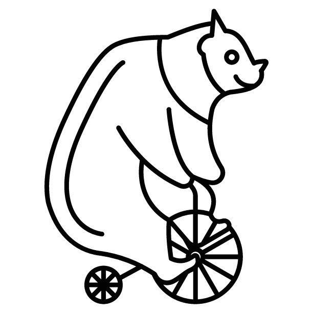 马戏团动物可爱的熊骑自行车矢量图标设计，马戏团和游乐园的东西在白色的背景图片下载