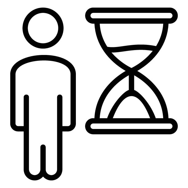 缓慢的员工概念，白色背景上的人力资源管理符号，沙漏矢量图标设计的男人，懒惰的工人标志，图片下载