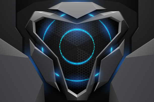 抽象金属工艺背景与蓝色灯光效果图片下载