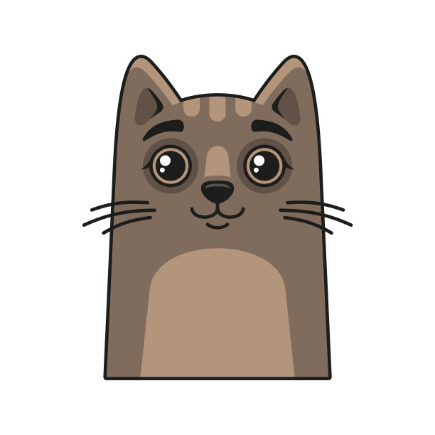 可爱的猫脸图标。卡通风格的白色背景矢量图片下载