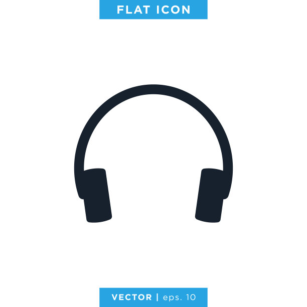 耳机图标矢量股票插图设计模板。图片下载