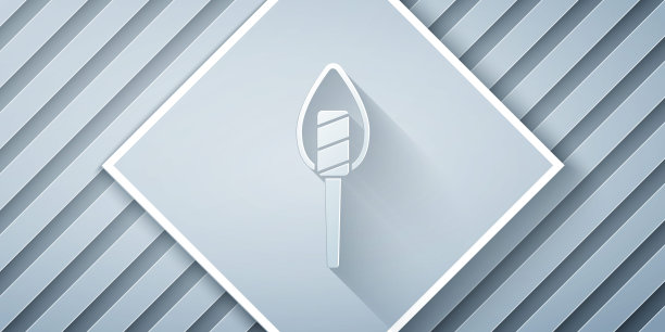 剪纸火炬火焰图标孤立在灰色背景。象征火的热，火焰的力量，燃烧和热。纸艺术风格。向量图片下载