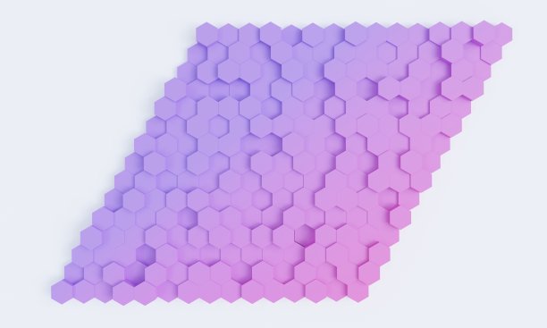 六边形背景几何彩色。3 d渲染。图片下载