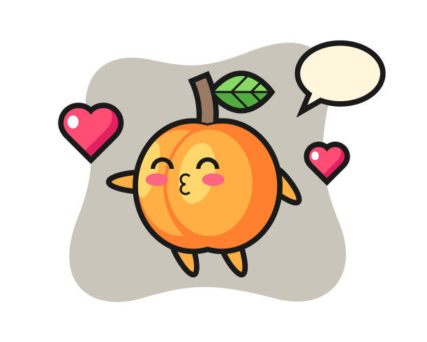 杏卡通人物与亲吻手势图片下载