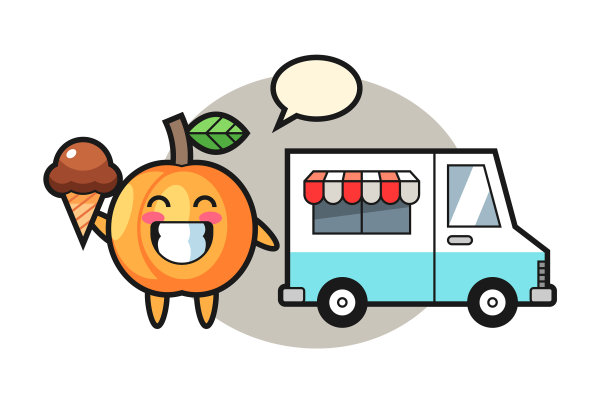 吉祥物卡通杏与冰淇淋车图片下载