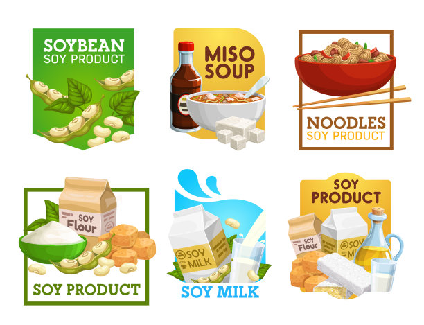 豆制品及豆制品图标集图片下载