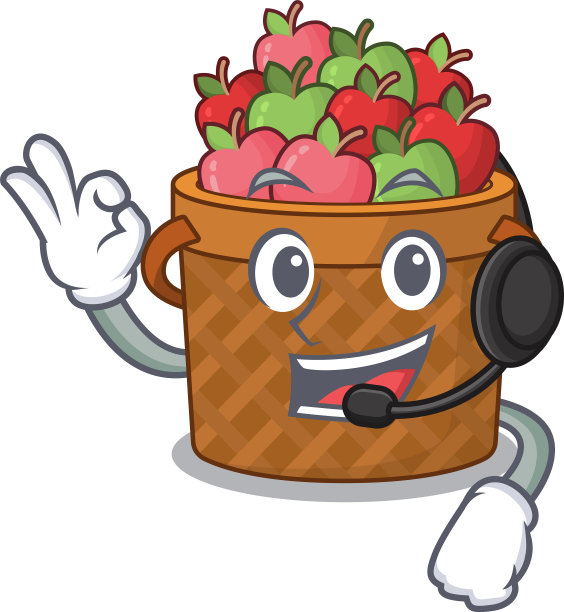 可爱的苹果篮子卡通人物设计图片下载