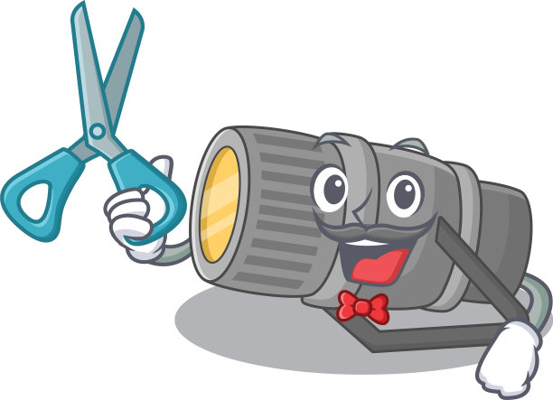 酷酷的理发师水下手电筒吉祥物设计图片下载