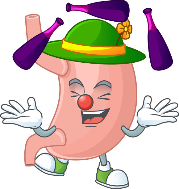 吉祥物式的胃在舞台上玩杂耍图片下载