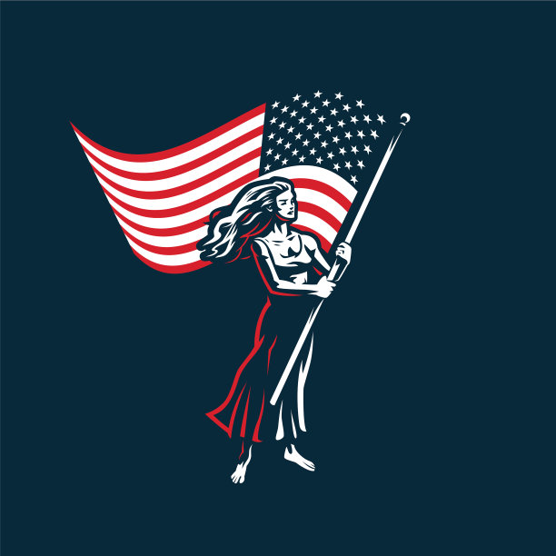 举着旗子的女人图片下载