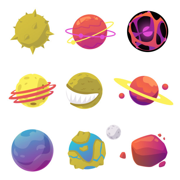 图标空间太阳系行星设置平图片下载
