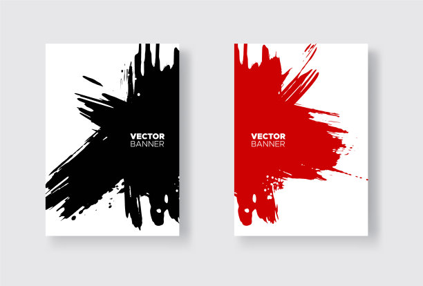 黑色和红色的抽象设计集墨水油漆图片下载