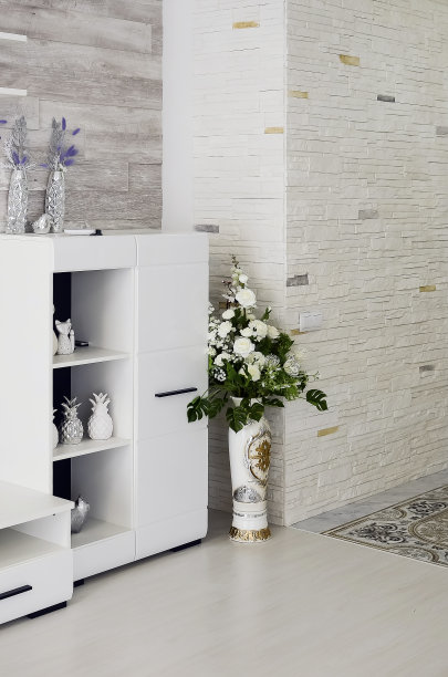 美丽现代的家庭内部。设计理念。垂直的摄影。图片下载