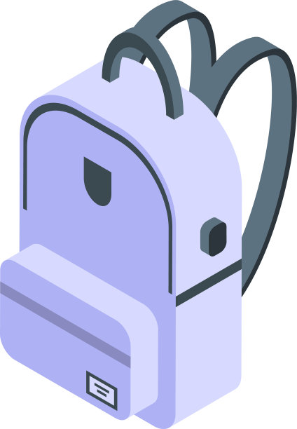 笔记本电脑白色背包图标等距风格图片下载