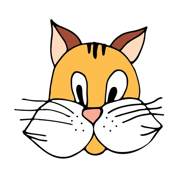 可爱的脸红色的猫手绘，宠物，动物在涂鸦风格，矢量图标在白色的背景。图片下载