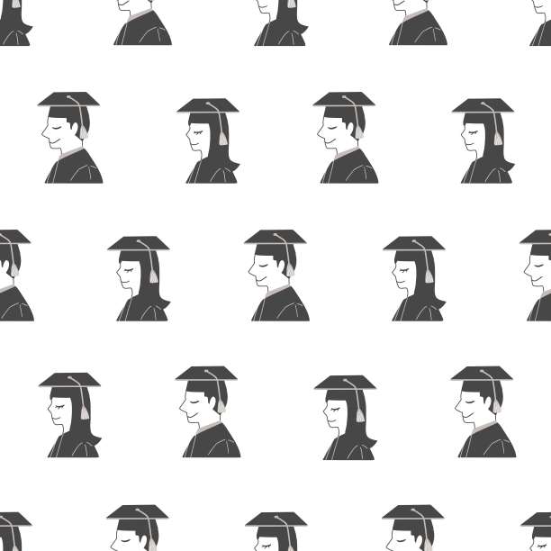 快乐毕业面矢量图形卡通无缝图案图片下载