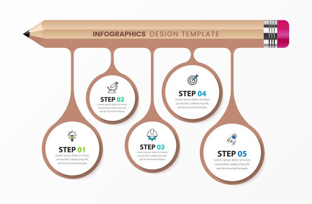 信息图表设计模板。有5个步骤的创意概念图片下载