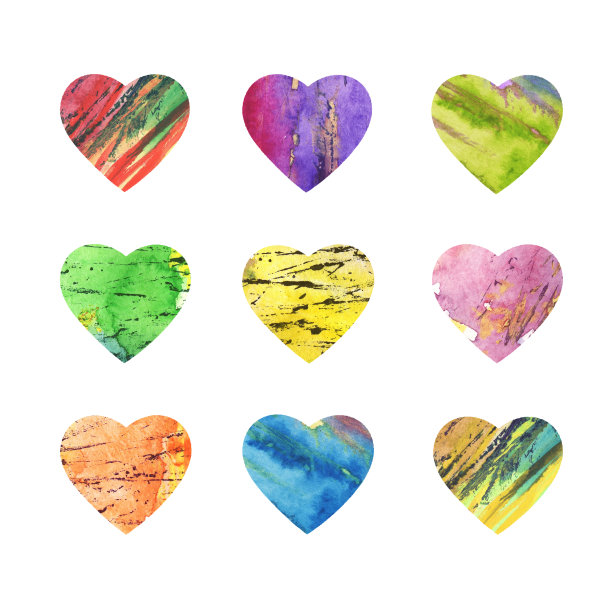 彩心水彩纹理图片下载