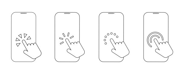 手触摸智能手机图标。平面触摸图标的概念设计。光标标志图片下载