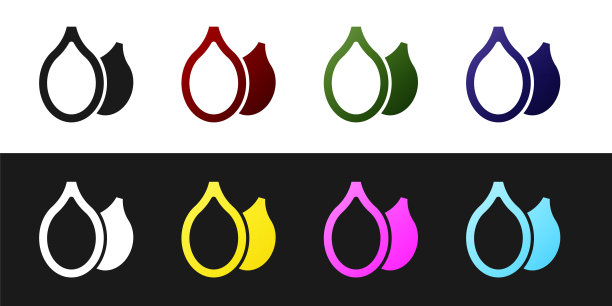 设置南瓜种子图标孤立的黑色和白色背景。向量图片下载