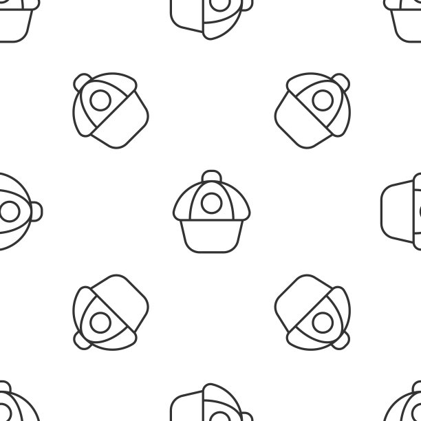 灰色线棒球帽图标隔离无缝模式的白色背景。运动设备。体育制服。向量图片下载