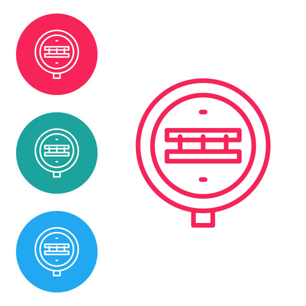 红线铁路道口图标孤立在白色背景上。铁路的信号。在圆形按钮中设置图标。向量图片下载