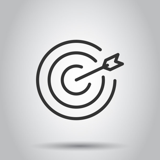 目标图标在平坦风格的飞镖游戏上的白色图片下载