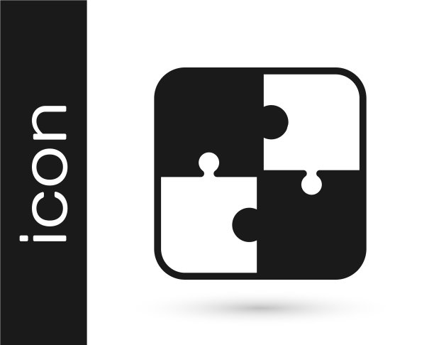 黑色拼图块玩具图标孤立在白色图片下载