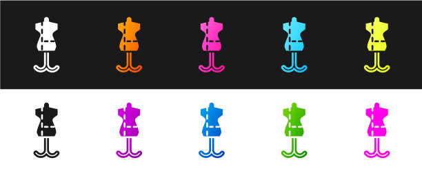 设置人体模型图标隔离在黑色和白色图片下载