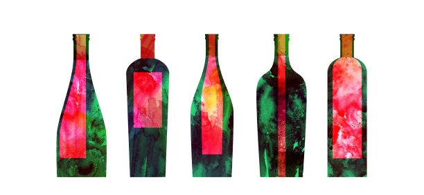 水彩抽象红酒瓶图片下载