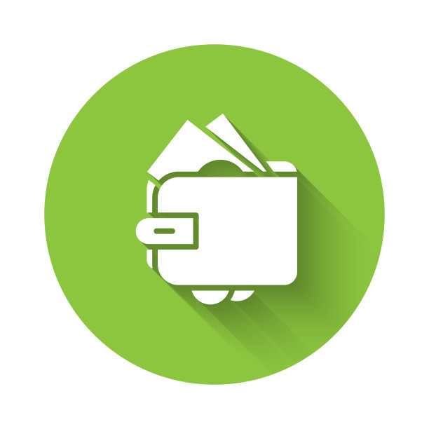 白色钱包与堆栈纸币现金图标图片下载