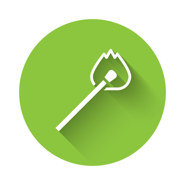 白色燃烧火柴与火图标隔离图片下载