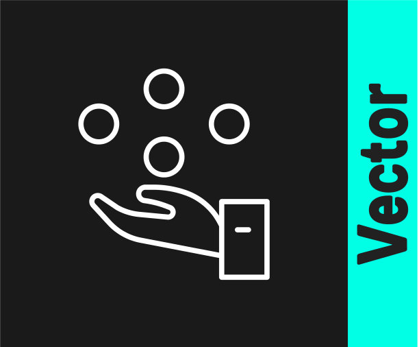 白线杂耍球图标孤立在黑色图片下载