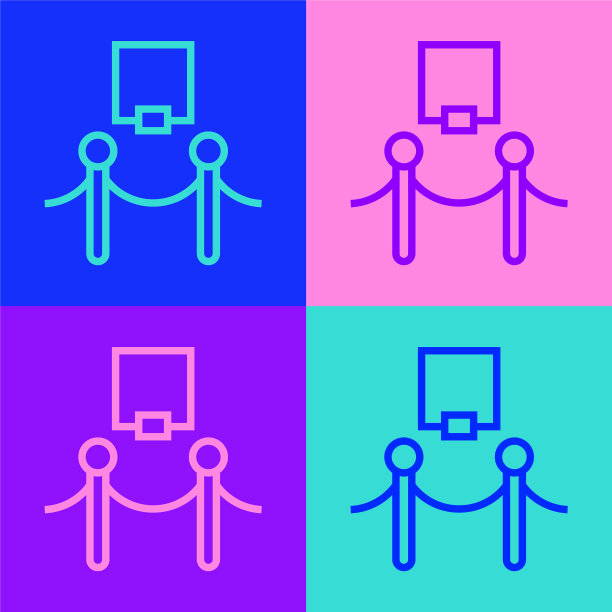 波普艺术线画框和绳索护栏图标图片下载