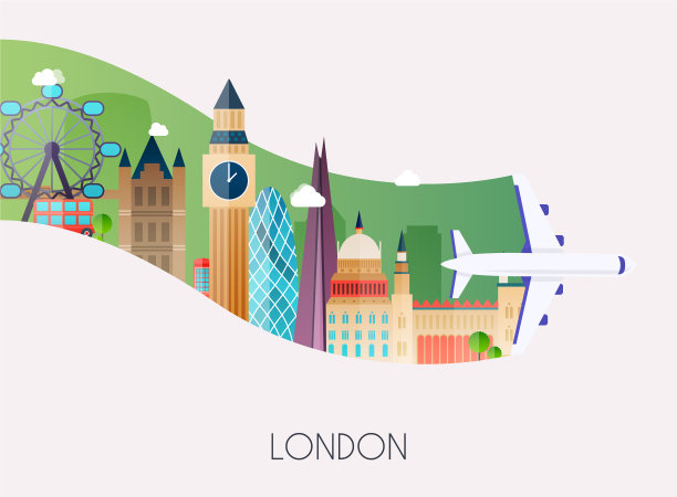 乘飞机去伦敦旅行图片下载