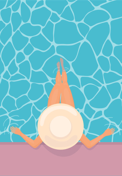 女人躺在漂浮的游泳池夏天游泳池图片下载