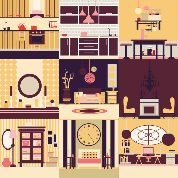 收藏线条风格的室内设计图片下载