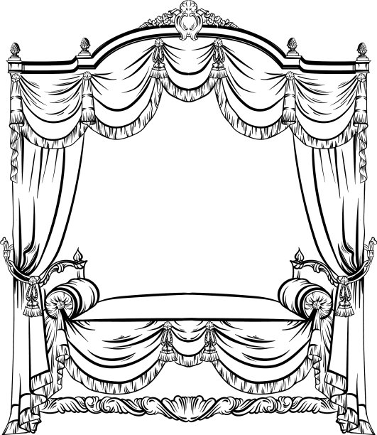 巴洛克式的床，手工绘制的华盖图片下载