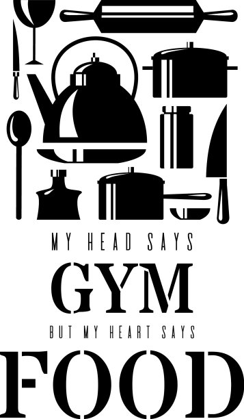 我的头说去健身房，我的心说去收集食物图片下载