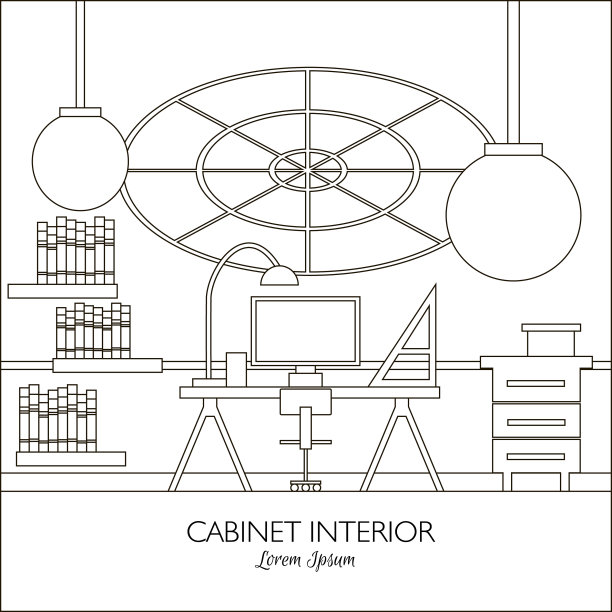 现代橱柜内饰，线条风格图片下载