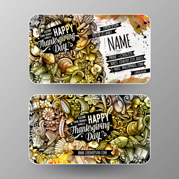 卡通可爱手绘涂鸦感恩节图片下载