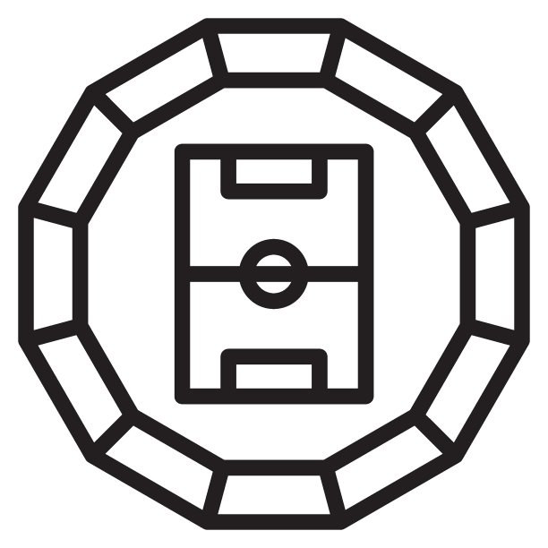 足球专用体育场概念，白色背景上的足球场地，多用途体育场地矢量图标设计，体育专用场馆插图图片下载