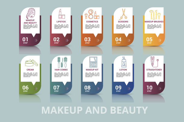 信息图表化妆和美容模板图标图片下载