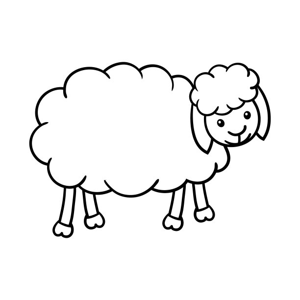 涂色页卡通涂鸦羊图片下载