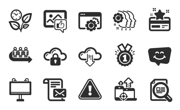 队列像照片和树叶图标集批准图片下载