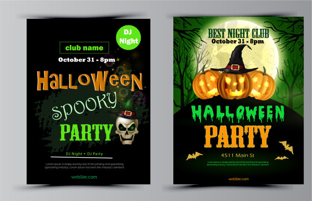 万圣节派对传单套装图片下载