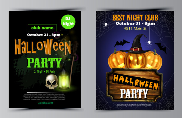 万圣节派对传单套装图片下载