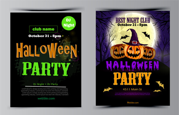 万圣节派对传单套装图片下载